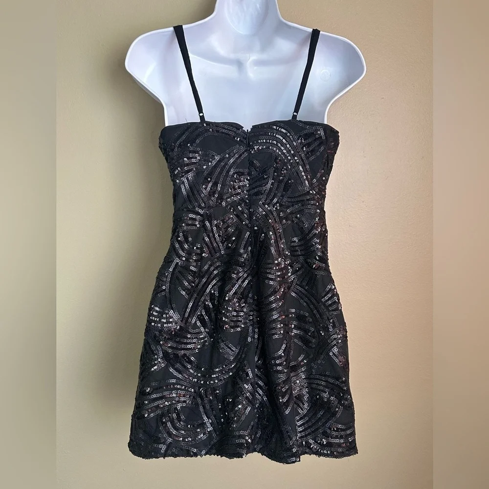 Black Sequin Showpo Mini Dress - Picture 2 of 4